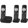 Panasonic KX-TGU133EXB Téléphone Numérique sans Fil avec Répondeur, Unité de Base et 3 Combinés, Écran LCD, Grosses Touches, App