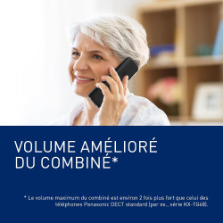 Panasonic KX-TGU133EXB Téléphone Numérique sans Fil avec Répondeur, Unité de Base et 3 Combinés, Écran LCD, Grosses Touches, App