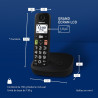 Panasonic KX-TGU110EXB Téléphone Numérique sans Fil, Écran LCD, Grosses Touches, Appel Favori, Compatible avec Les Appareils Aud