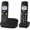 Panasonic KX-TGU112EXB Téléphone Numérique sans Fil sans Répondeur, Unité de Base et 2 Combinés, Écran LCD, Grosses Touches, App