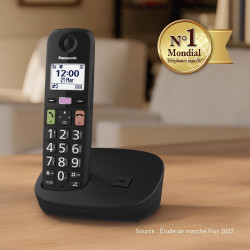 Panasonic KX-TGU112EXB Téléphone Numérique sans Fil sans Répondeur, Unité de Base et 2 Combinés, Écran LCD, Grosses Touches, App