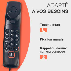 ALCATEL Temporis 10 PRO - Téléphone Fixe Filaire Professionnel - Monobloc - Indicateur Lumineux Pour Appel Entrant - Touche Rapp