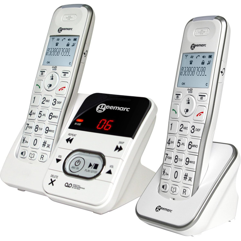 Geemarc Amplidect 295 Duo - Téléphone Amplifié sans Fil et Son Combiné Additionnel avec Répondeur, Sonnerie Puissante et Grosses