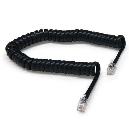 Waytex 39105 Cordon pour Combiné de Téléphone Extensible en Spirale Câble Plat RJ9 35 cm à 2 m