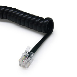 Waytex 39105 Cordon pour Combiné de Téléphone Extensible en Spirale Câble Plat RJ9 35 cm à 2 m