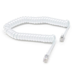 Waytex 39106 Cordon pour Combiné de Téléphone Extensible en Spirale Câble Plat RJ9 35 cm à 2 m