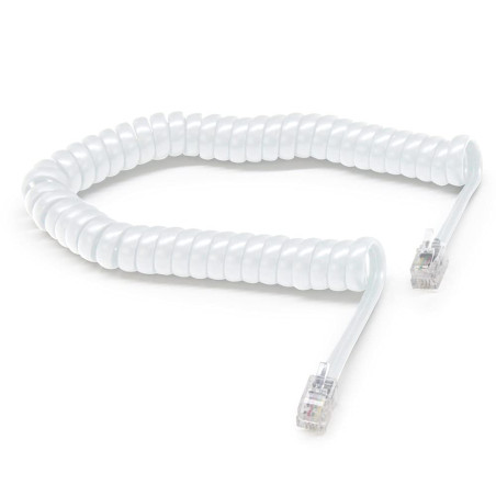 Waytex 39106 Cordon pour Combiné de Téléphone Extensible en Spirale Câble Plat RJ9 35 cm à 2 m