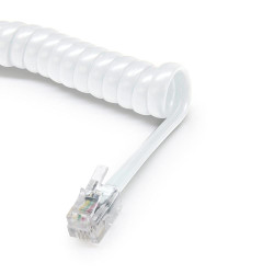 Waytex 39106 Cordon pour Combiné de Téléphone Extensible en Spirale Câble Plat RJ9 35 cm à 2 m