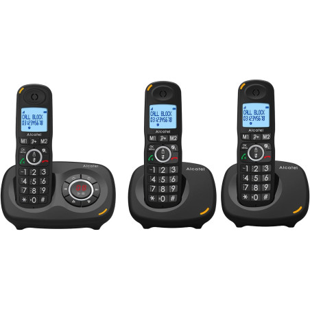 ALCATEL XL595 B Voice Trio - Téléphone Fixe Sans Fil Senior Avec Répondeur - Grand Écran Rétroéclairé - Mains Libres - Fonction 