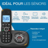 ALCATEL XL595 B Voice Duo - Téléphone Fixe Sans Fil Senior Avec Répondeur - Grand Écran Rétroéclairé - Mains Libres - Fonction B