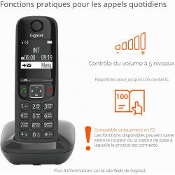 Gigaset AS690 Teléfono DECT/analógico Identificador de llamadas Negro