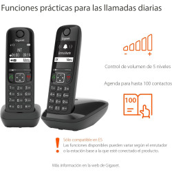 Gigaset AS690 Duo Teléfono DECT/analógico Identificador de llamadas Negro