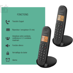 Logicom ILOA 255T Téléphone Fixe sans Fil avec Répondeur Enregistreur - Duo - Téléphones analogiques et dect - Noir