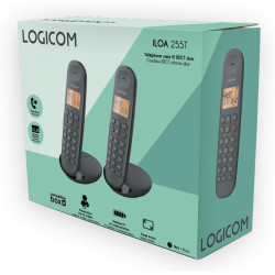 Logicom ILOA 255T Téléphone Fixe sans Fil avec Répondeur Enregistreur - Duo - Téléphones analogiques et dect - Noir