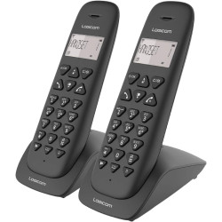 Logicom VEGA 255T Téléphone Fixe sans Fil Duo avec Répondeur Noir 2 combinés