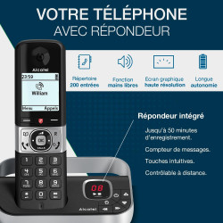 ALCATEL F890 Voice - Téléphone Fixe Sans Fil DECT Avec Répondeur - Écran Graphique Haute Résolution - Mains Libres - Blocage Des