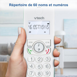 VTech CS1500 Téléphone sans Fil DECT à Double Charge avec Blocage d'appel, Identification de l'appelant/Appel en Attente, Haut-P