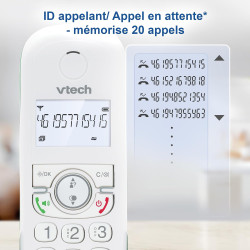 VTech CS1500 Téléphone sans Fil DECT à Double Charge avec Blocage d'appel, Identification de l'appelant/Appel en Attente, Haut-P