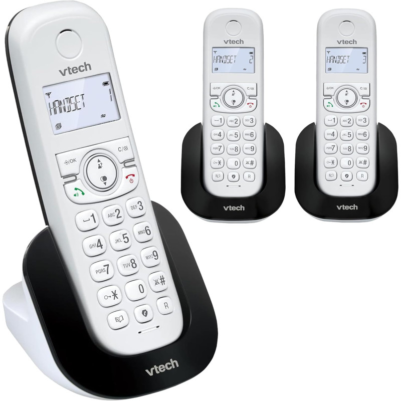 VTech Téléphone sans Fil DECT à 3 combinés, répondeur, Blocage d'appel, Identification de l'appelant/Appel en Attente, Haut-Parl