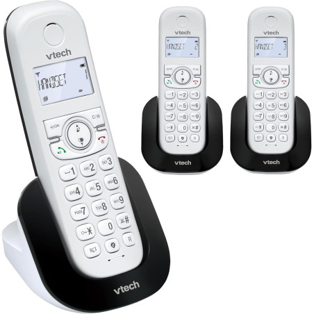 VTech Téléphone sans Fil DECT à 3 combinés, répondeur, Blocage d'appel, Identification de l'appelant/Appel en Attente, Haut-Parl
