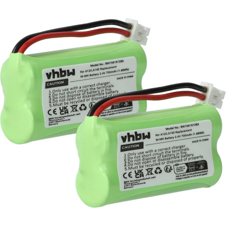 vhbw 2X Batterie Compatible avec Siemens Gigaset A260 Trio, A265, A345 téléphone Fixe sans Fil (700mAh, 2,4V, NiMH)