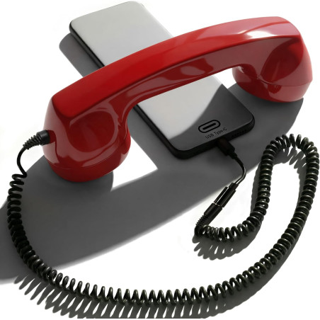 Opis Technology 60s Micro – Combiné Téléphone Portable Rétro pour Smartphone (USB-C + Jack 3,5 mm) – Compatible iPhone 15+, Andr