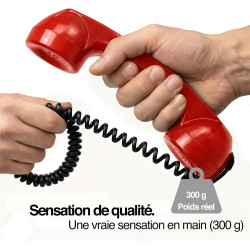 Opis Technology 60s Micro – Combiné Téléphone Portable Rétro Lightning (MFi) pour iPhone – Compatible iPhone 7 à 14 – Adaptateur