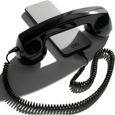 Opis Technology 60s Micro – Combiné Téléphone Portable Rétro pour Smartphone (USB-C + Jack 3,5 mm) – Compatible iPhone 15+, Andr