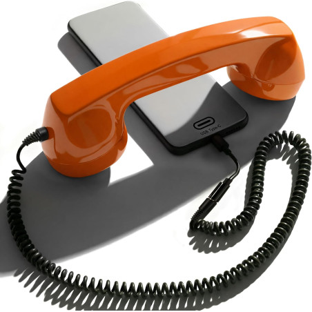 Opis technology 60s micro – combiné téléphone portable rétro pour smartphone (usb-c + jack 3,5 mm) – compatible iphone 15+, andr