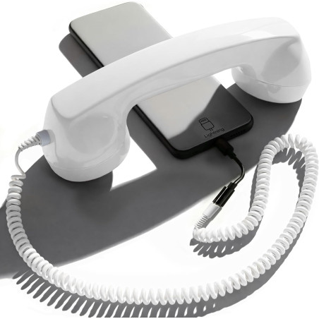 Opis Technology 60s Micro – Combiné Téléphone Portable Rétro Lightning (MFi) pour iPhone – Compatible iPhone 7 à 14 – Adaptateur