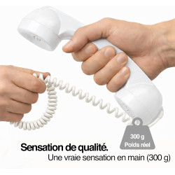 Opis Technology 60s Micro – Combiné Téléphone Portable Rétro Lightning (MFi) pour iPhone – Compatible iPhone 7 à 14 – Adaptateur