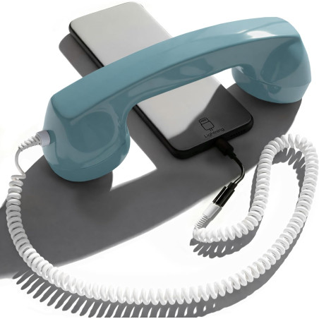 Opis Technology 60s Micro – Combiné Téléphone Portable Rétro Lightning (MFi) pour iPhone – Compatible iPhone 7 à 14 – Adaptateur