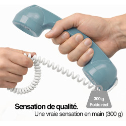 Opis Technology 60s Micro – Combiné Téléphone Portable Rétro Lightning (MFi) pour iPhone – Compatible iPhone 7 à 14 – Adaptateur