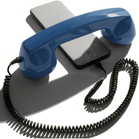 Opis Technology 60s Micro – Combiné Téléphone Portable Rétro Lightning (MFi) pour iPhone – Compatible iPhone 7 à 14 – Adaptateur