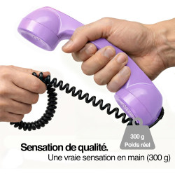 Opis Technology 60s Micro – Combiné Téléphone Portable Rétro Lightning (MFi) pour iPhone – Compatible iPhone 7 à 14 – Adaptateur