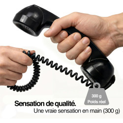 Opis Technology 60s Micro – Combiné Téléphone Portable Rétro Lightning (MFi) pour iPhone – Compatible iPhone 7 à 14 – Adaptateur