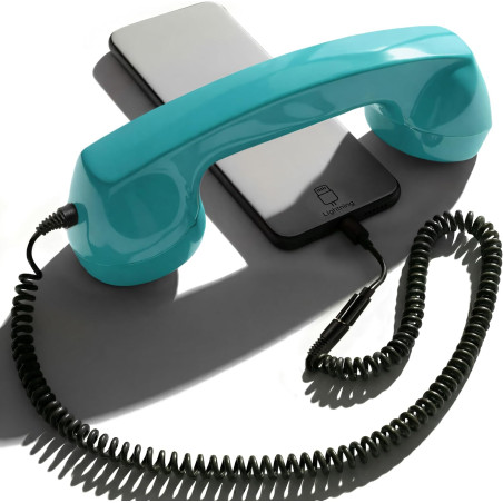Opis Technology 60s Micro – Combiné Téléphone Portable Rétro Lightning (MFi) pour iPhone – Compatible iPhone 7 à 14 – Adaptateur