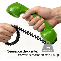 Opis Technology 60s Micro – Combiné Téléphone Portable Rétro Lightning (MFi) pour iPhone – Compatible iPhone 7 à 14 – Adaptateur