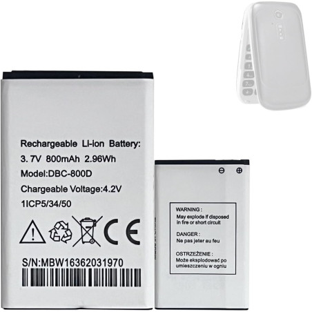 Batterie de rechange compatible avec Doro Phone Easy 5030 6520 6050 6526 6030 6620 5516 6530 6051 6531 500, 506-5010, 5151515151