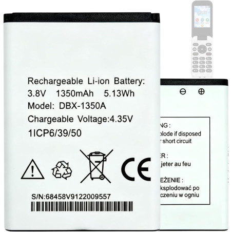 Batterie de Remplacement DBX-1350A Compatible avec Doro 7030 7031 7080 Mobile Phone Smartphone
