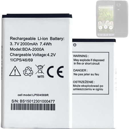 Batterie de Remplacement Compatible avec Doro Liberto 825 8031 822 8030 BDA-2000A