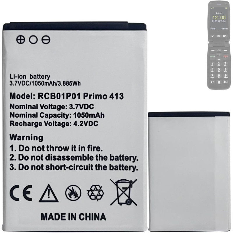 Batterie de Remplacement Compatible avec [Doro] Primo 406, Primo 413, Primo 414 sostituisce RCB01P01 RCB413