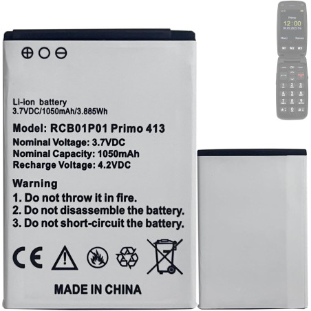 Batterie de Remplacement Compatible avec [Doro] Primo 406, Primo 413, Primo 414 sostituisce RCB01P01 RCB413