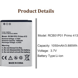 Batterie de Remplacement Compatible avec [Doro] Primo 406, Primo 413, Primo 414 sostituisce RCB01P01 RCB413
