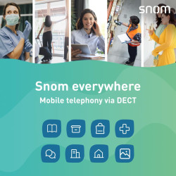 Snom m70 téléphone fixe sans fil dect - combiné robuste avec bleutooth, alarme et écran couleur - résistant aux chutes jusq