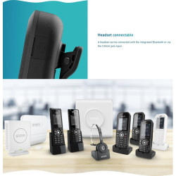 Snom m70 téléphone fixe sans fil dect - combiné robuste avec bleutooth, alarme et écran couleur - résistant aux chutes jusq