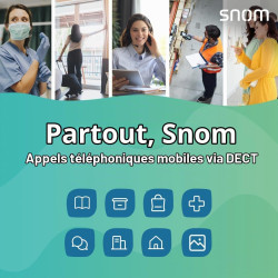 Snom m85 dect industrial partie mobile (2 « 176 x 220 px tft, clé d'alarme, sortie écouteur 3,5 mm, vibreur, boutons éclairés, i