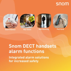 Snom m85 dect industrial partie mobile (2 « 176 x 220 px tft, clé d'alarme, sortie écouteur 3,5 mm, vibreur, boutons éclairés, i