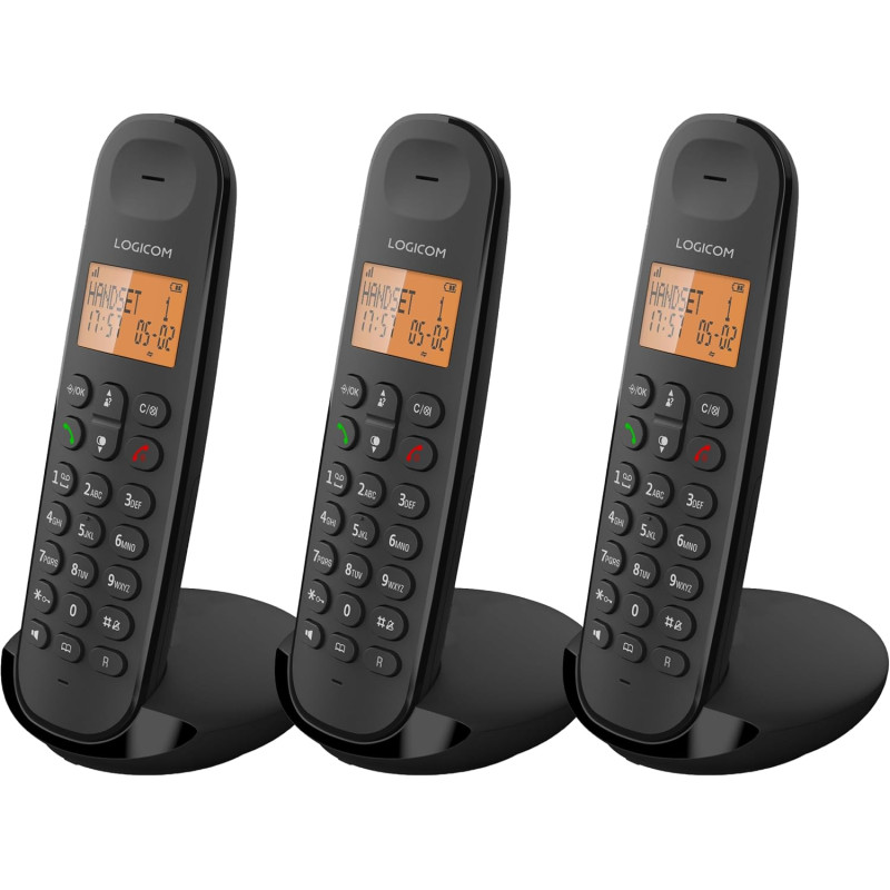 Logicom ILOA 350 Téléphone Fixe sans Fil sans Répondeur - Trio - Téléphones analogiques et dect - Noir