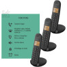 Logicom ILOA 350 Téléphone Fixe sans Fil sans Répondeur - Trio - Téléphones analogiques et dect - Noir
